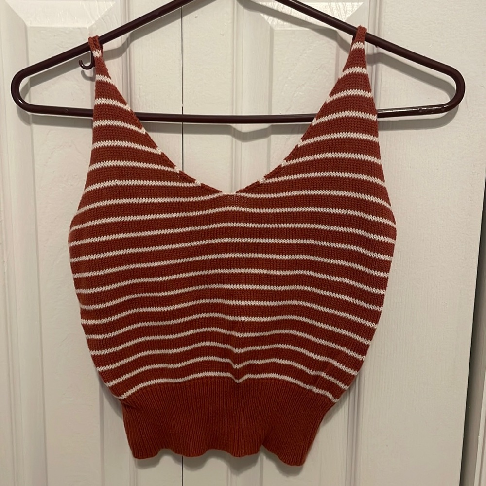Orange Knit Cropped Tank